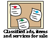 Classified ads, items and services for sale|